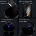 Portable Car Ashtray with LED Light, Pack of 2 - Black - view 5