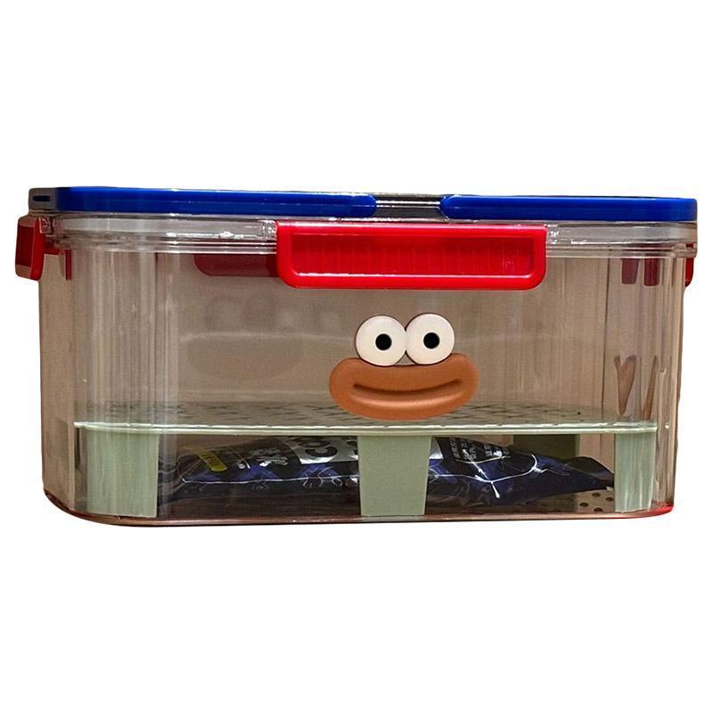 Portable Clear Picnic Food Storage Box with Snap-Lock Latches - Green