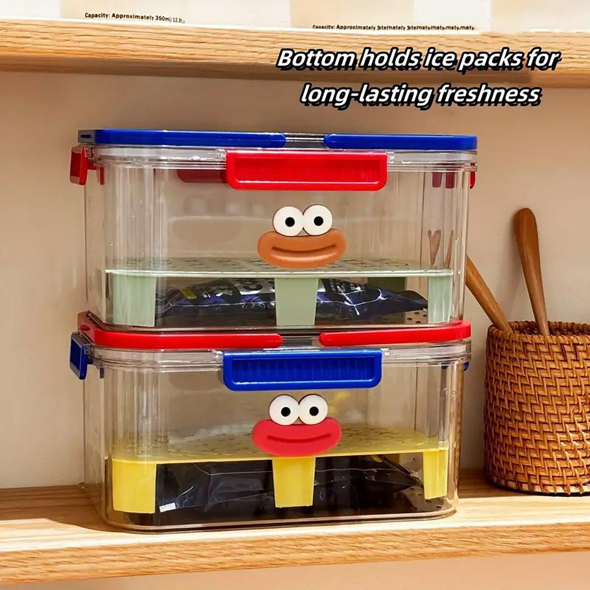 Portable Clear Picnic Food Storage Box with Snap-Lock Latches - Yellow - view 5