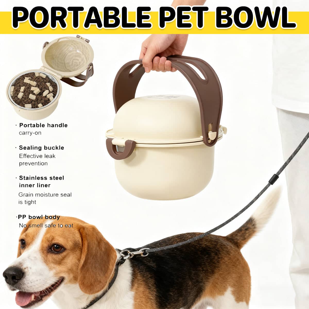 Portable Dog and Cat Travel Bowl, Double Pet Food and Water Bowl