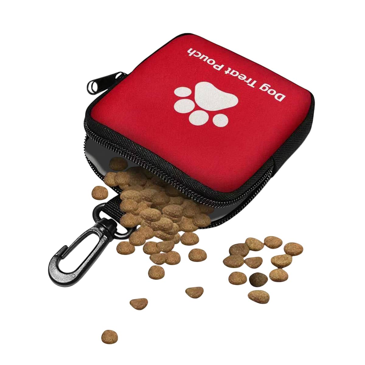 Portable Dog Treat Bag with Leak-Proof Zip Seal - Red