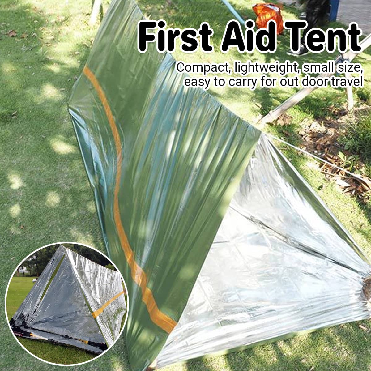 Portable Emergency Tent for Hiking and Camping - Green - view 2