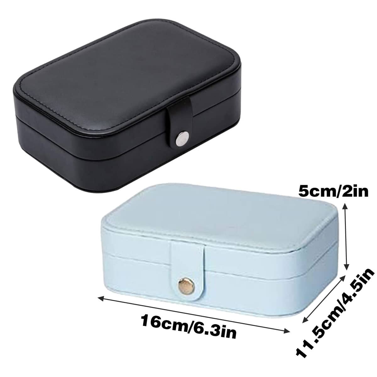 Portable Faux Leather Jewellery Box, Double-Layer Travel Organiser - Black - view 4
