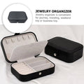 Portable Faux Leather Jewellery Box, Double-Layer Travel Organiser - Black - view 5
