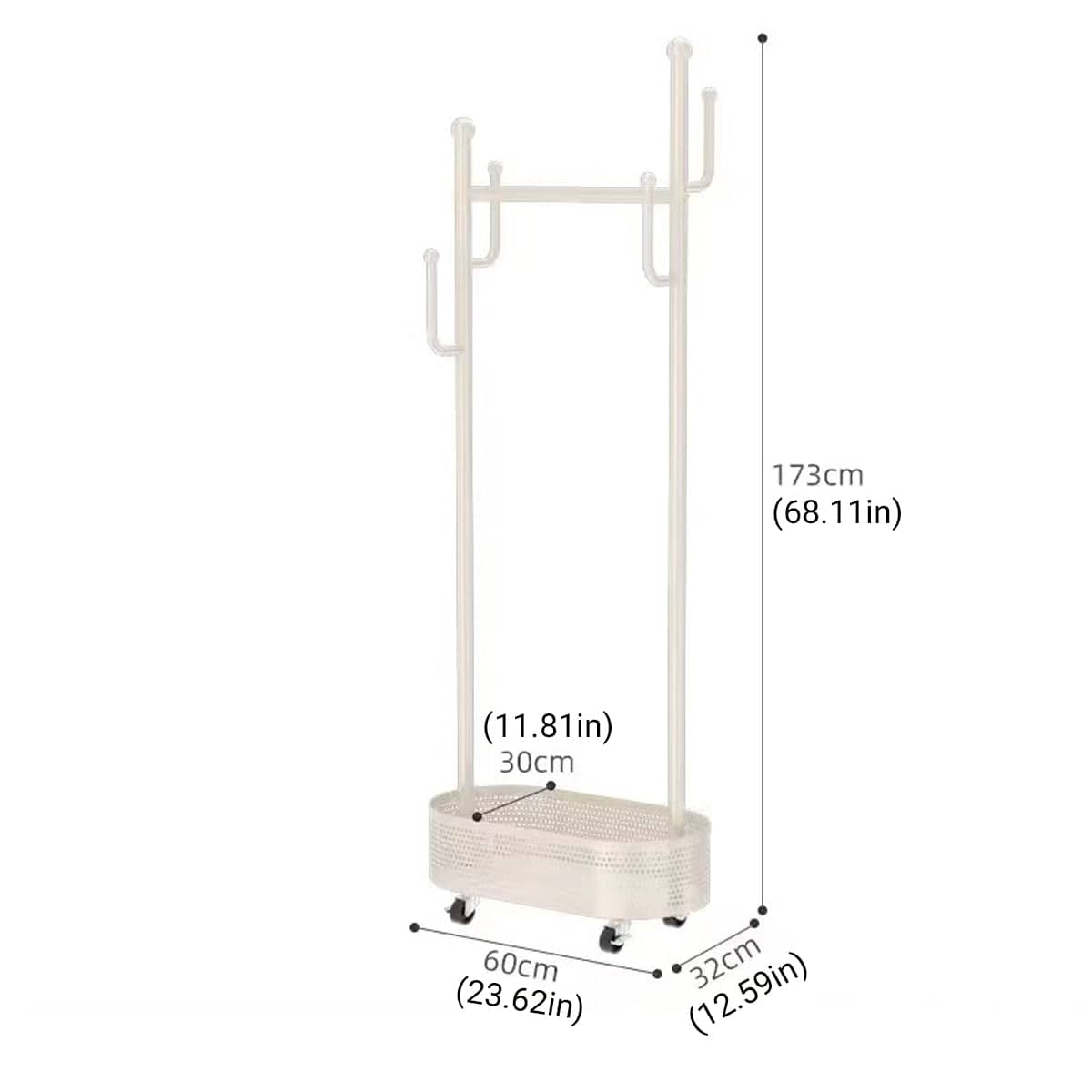 Portable Floor Standing Coat Rack with Wheels for Bedroom Clothes Storage - Black - view 4