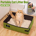 Portable Foldable Cat Litter Box Green Travel Toilet for Cars and Camping