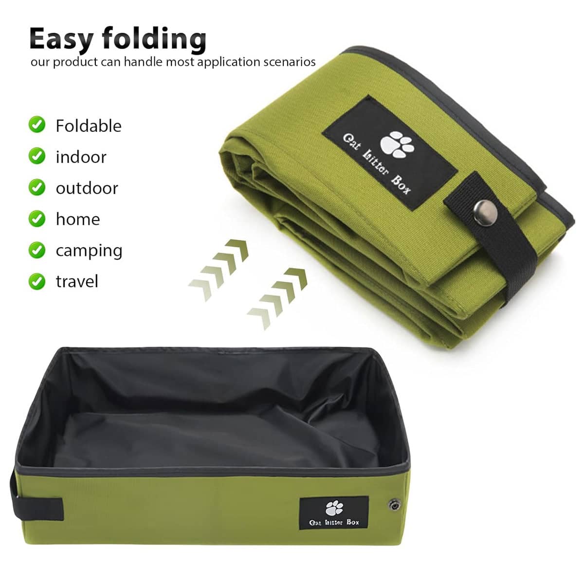 Portable Foldable Cat Litter Box Green Travel Toilet for Cars and Camping - view 4