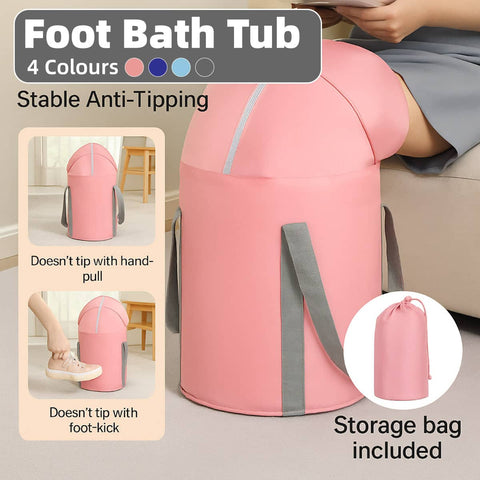 Portable Foldable Foot Soaking Bucket with Zip Lid - Pink - view 2