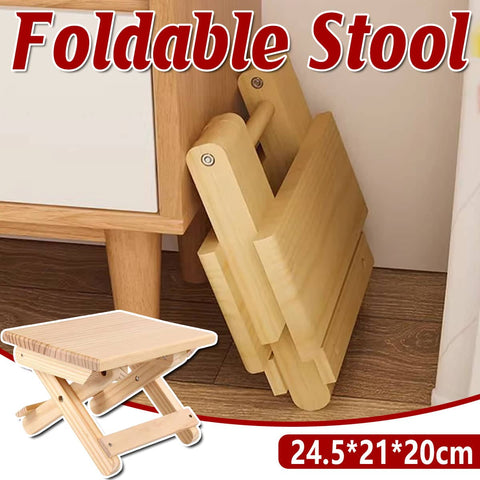 Portable Foldable Low Stool Solid Wood Space Saving for Home and Outdoor Use