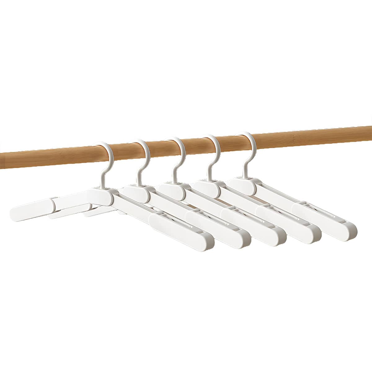 Portable Foldable Plastic Hangers, Pack of 5 - No Clothes Clip