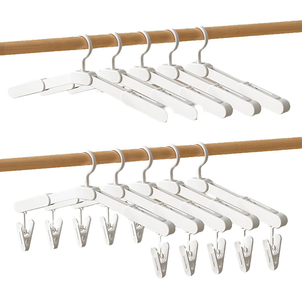 Portable Foldable Plastic Hangers, Pack of 5 - No Clothes Clip - view 3