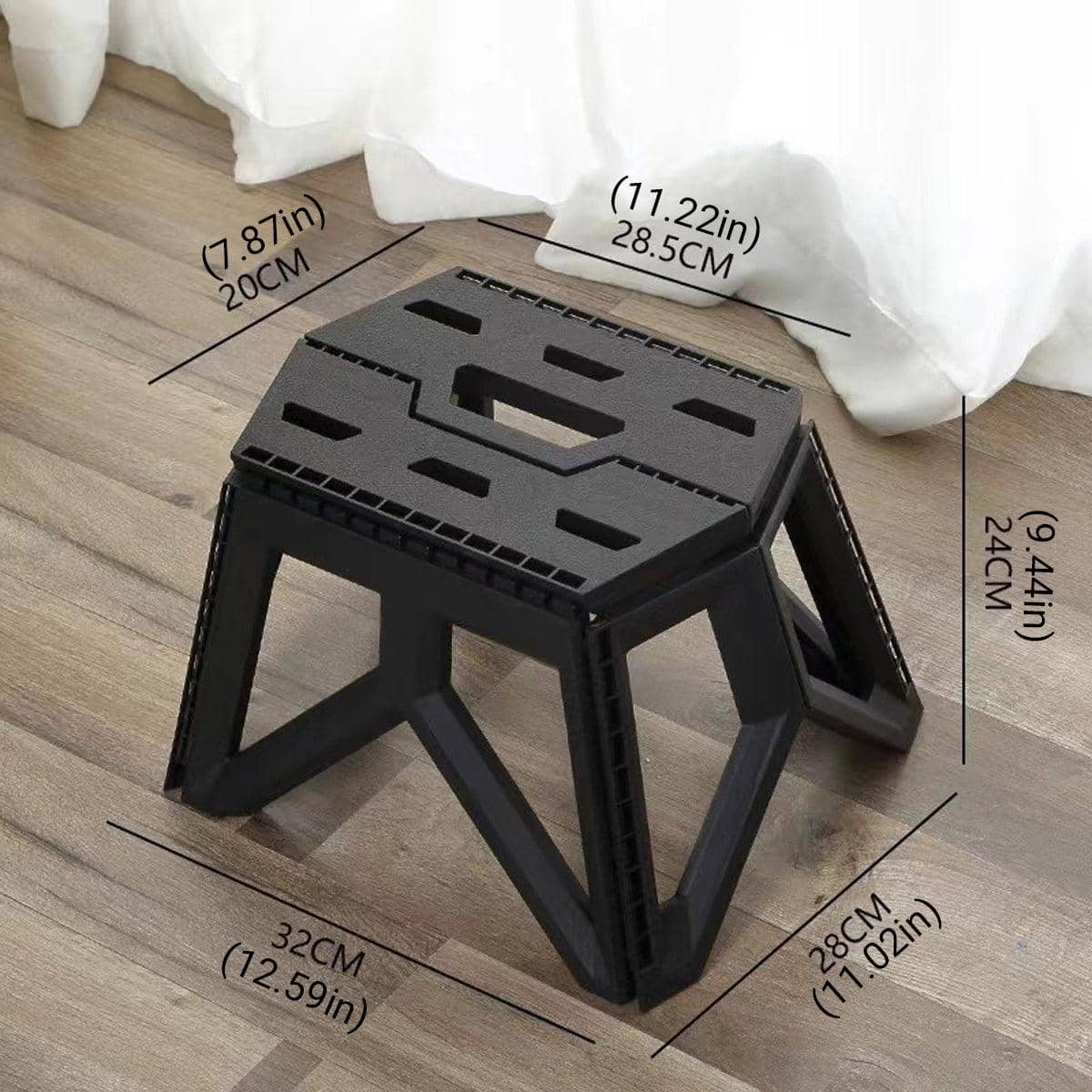 Portable Foldable Plastic Stool with Handle - Dark Green - view 4