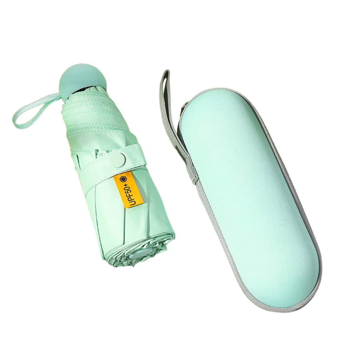 Portable Foldable Umbrella with Zipper Storage Bag - Green