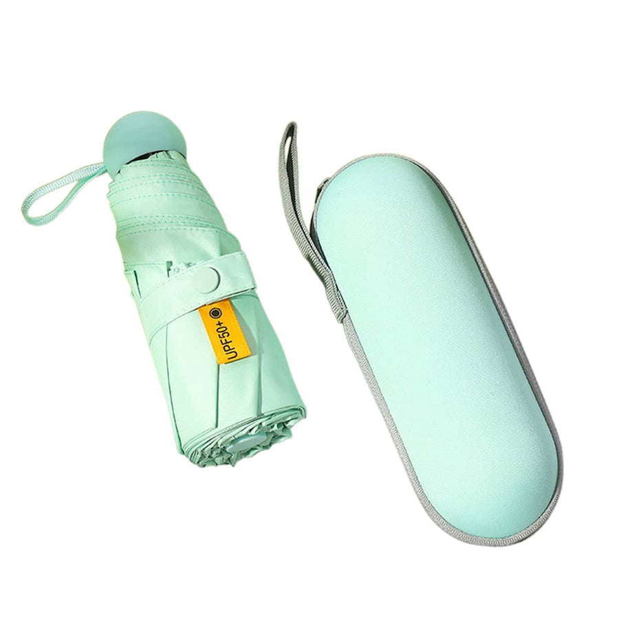 Portable Foldable Umbrella with Zipper Storage Bag - Green