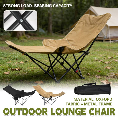 Portable Folding Adjustable Camping Recliner Chair - Khaki - view 2