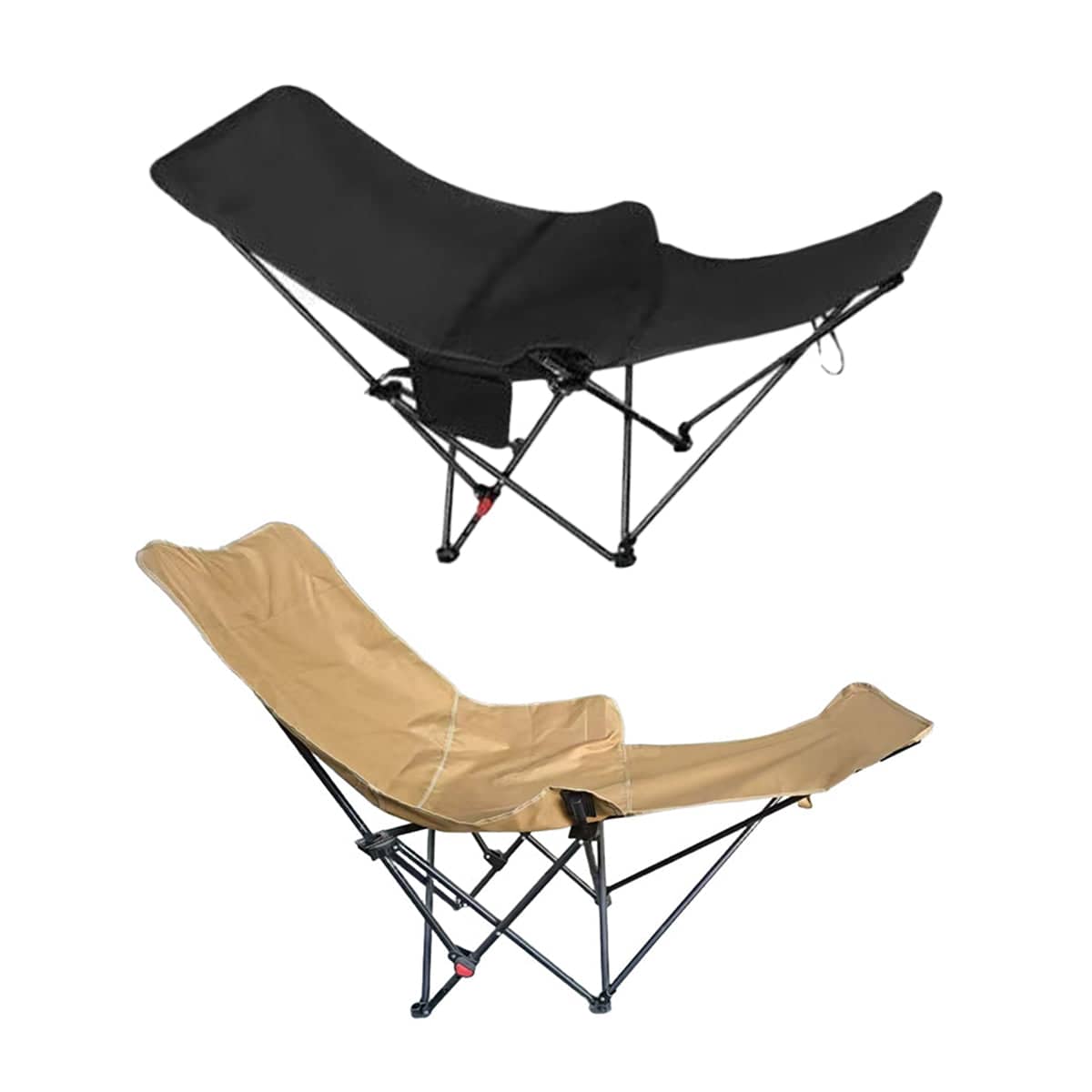 Portable Folding Adjustable Camping Recliner Chair - Khaki - view 3