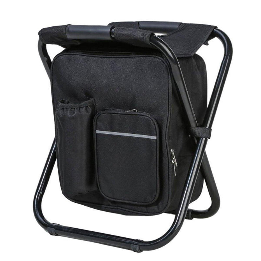 Portable Folding Backpack Chair Oxford Stool for Fishing Camping Hiking - Black