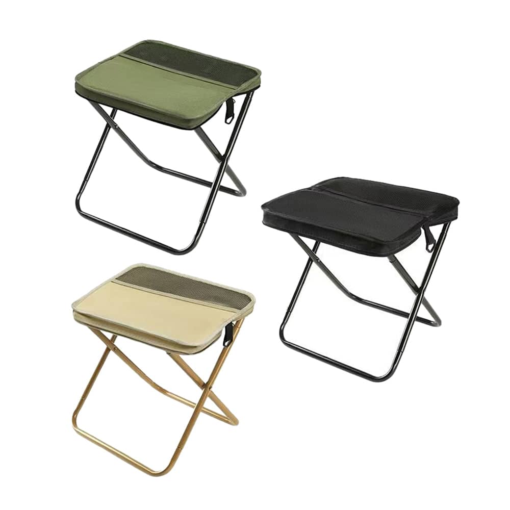 Portable Folding Camping Stool with Side Pocket - Green - view 3