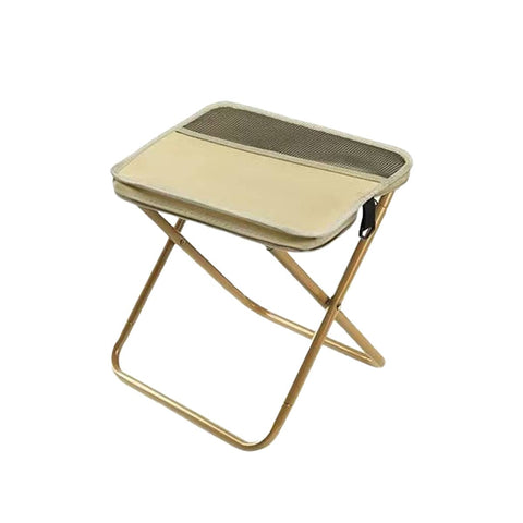Portable Folding Camping Stool with Side Pocket - Khaki