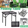 Portable Folding Camping Table with Iron Mesh Top, Adjustable Height