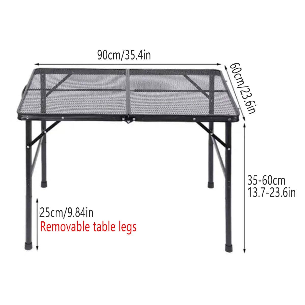 Portable Folding Camping Table with Iron Mesh Top, Adjustable Height - view 3