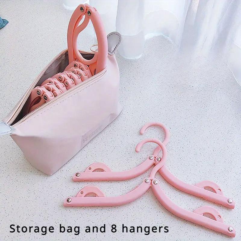 Portable Folding Clothes Hangers for Travel with Storage Bag 8 Pack - Pink - view 8