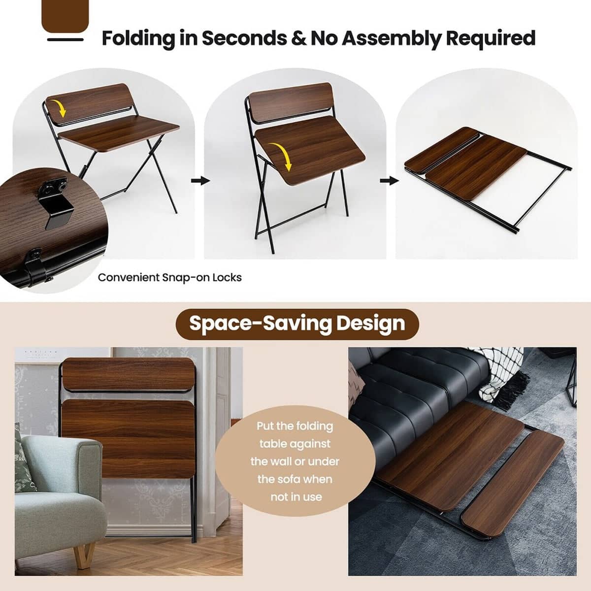 Portable Folding Desk X Shaped Stable Two Tier Desk for Home Office and Study - view 5