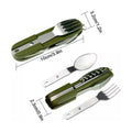 Portable Folding Knife, Fork and Spoon Set for Camping, Six Tools in One - Black - view 5