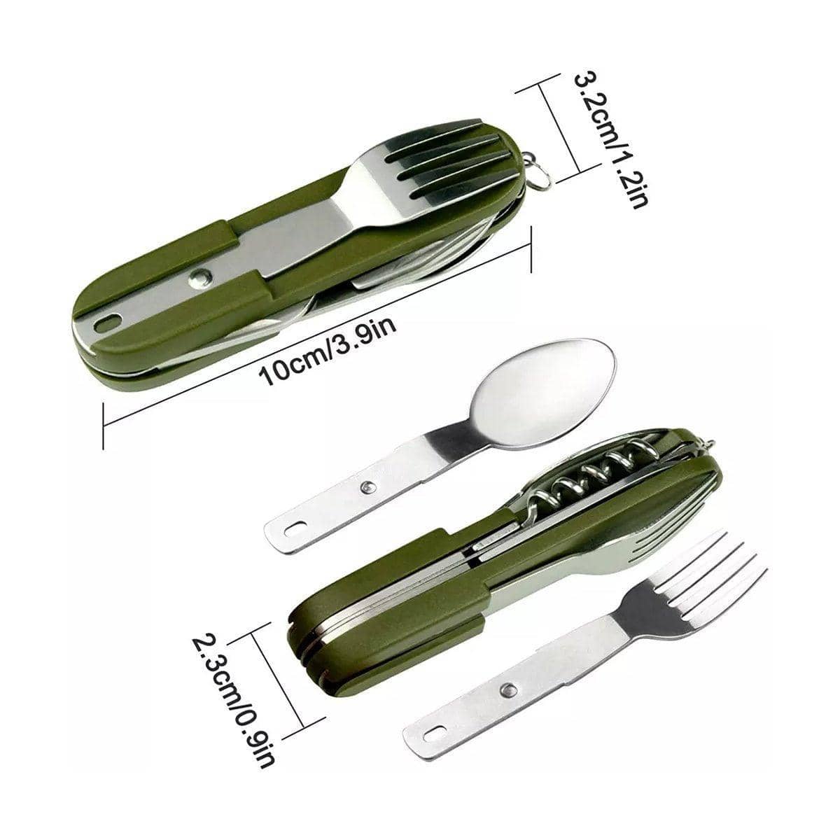 Portable Folding Knife, Fork and Spoon Set for Camping, Six Tools in One - Black - view 5