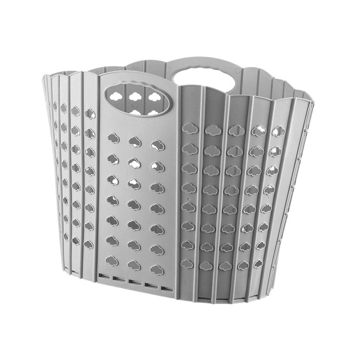 Portable Folding Laundry Basket with Handles for Clothes and Toys - Grey - view 2