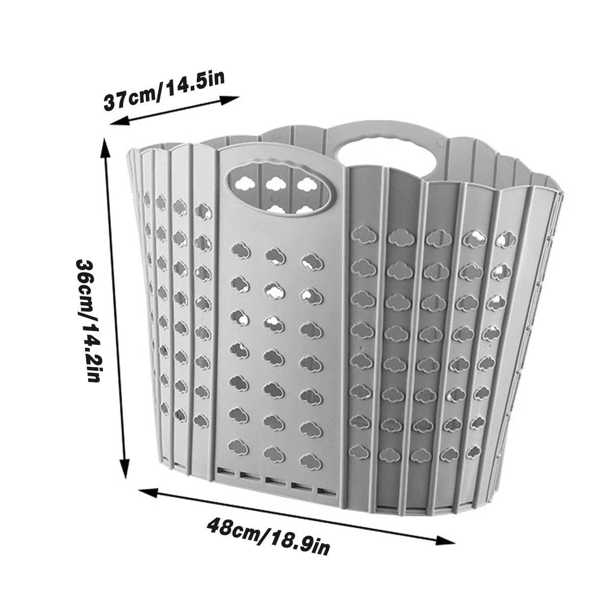 Portable Folding Laundry Basket with Handles for Clothes and Toys - Grey - view 3