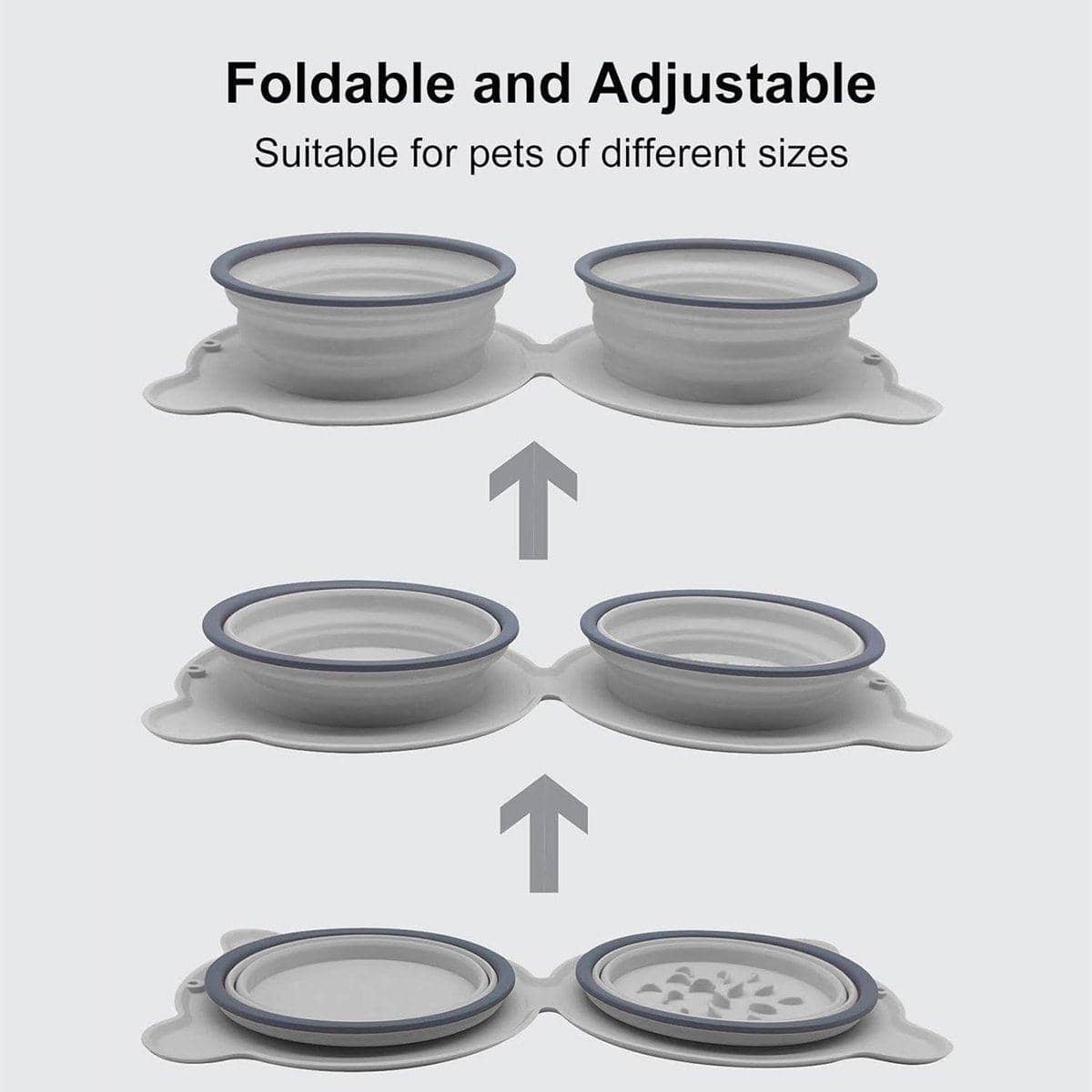 Portable Folding Pet Bowl, Double Bowl - Blue - view 5