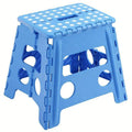 Portable Folding Plastic Stool - Blue, 32 cm High