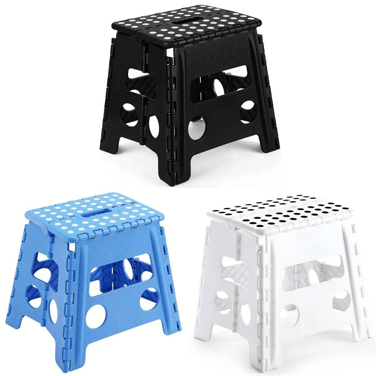 Portable Folding Plastic Stool - Blue, 32 cm High - view 3