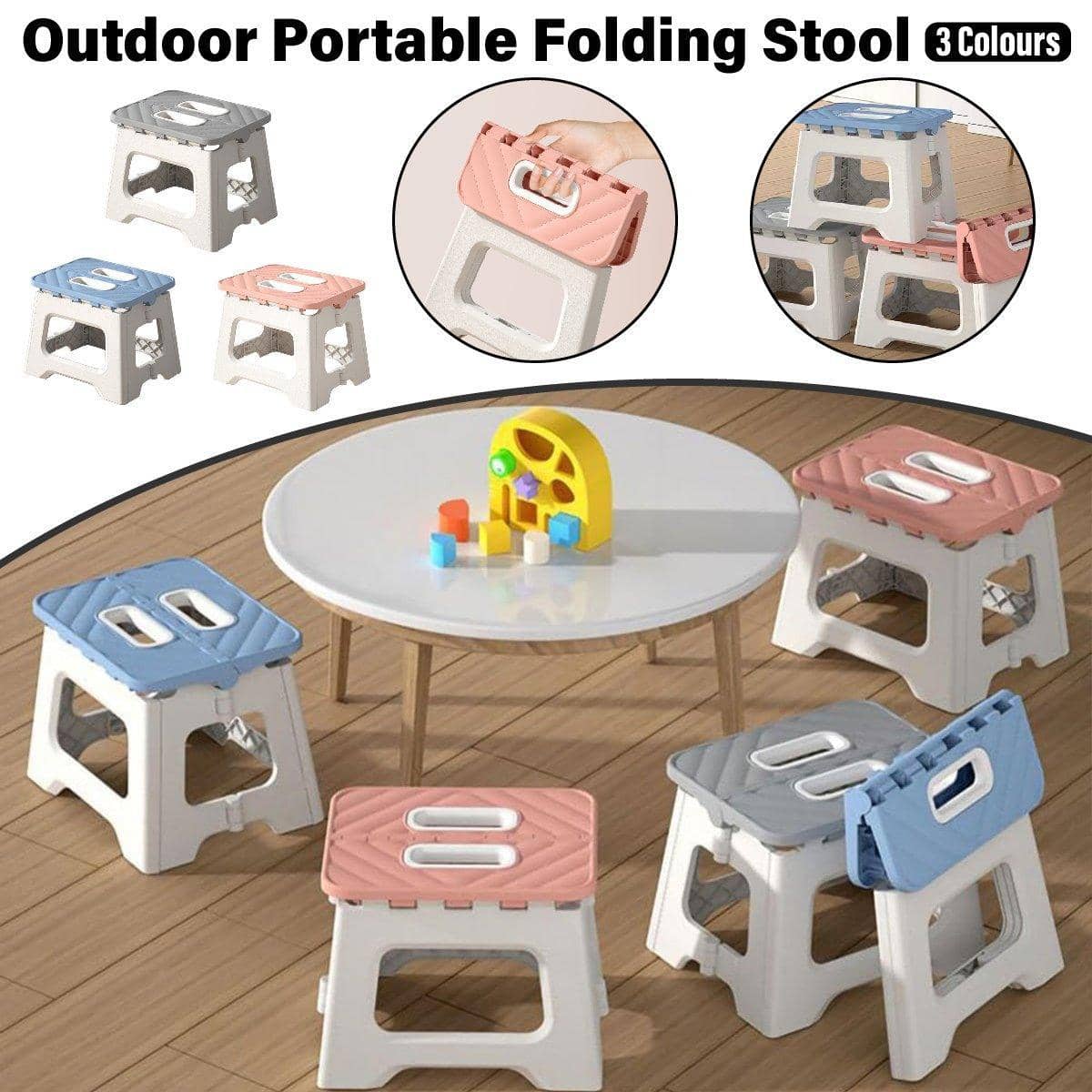 Portable Folding Stool for Camping and Fishing - Grey - view 2