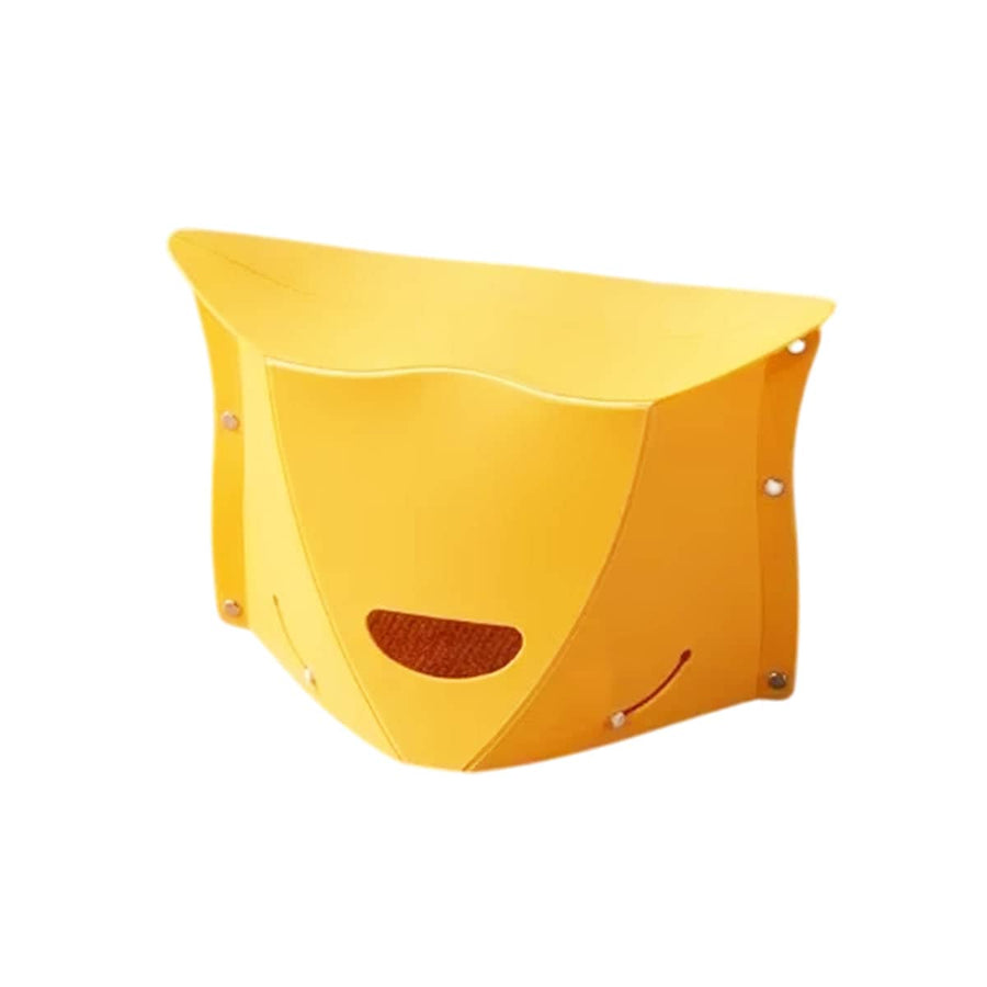 Portable Folding Stool for Camping and Fishing - Yellow, Small (19 cm High)