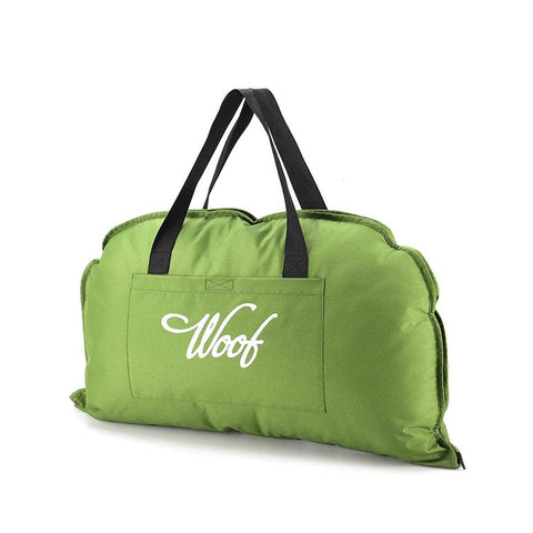 Portable Folding Waterproof Pet Mat, Zippered Dog Bed for Travel - Green