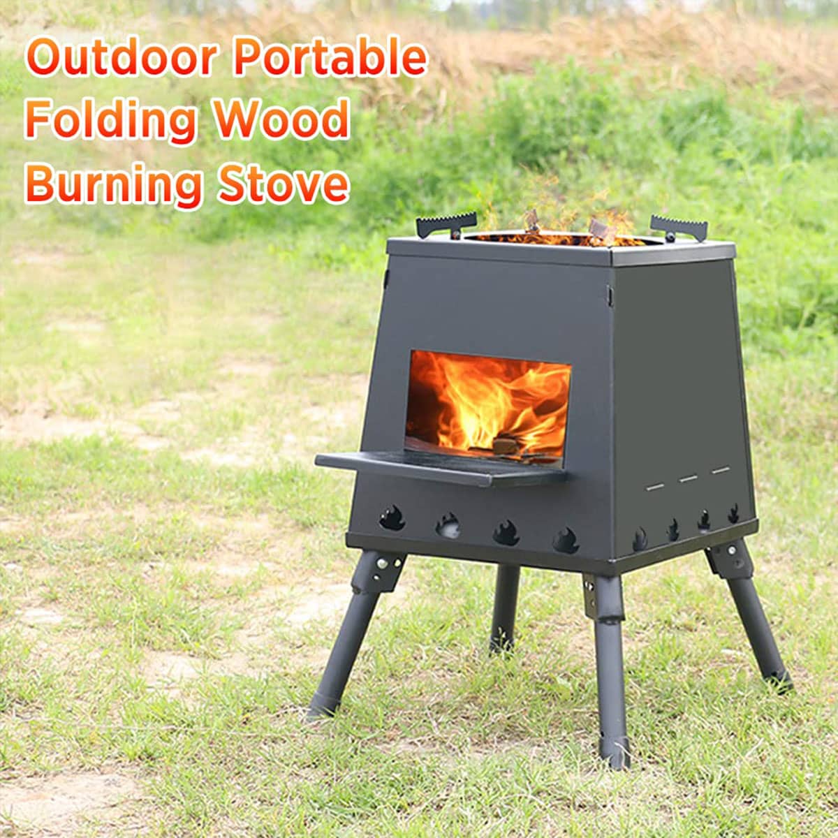 Portable Folding Wood Burning Camping Stove, Windproof for Outdoor BBQ - view 4