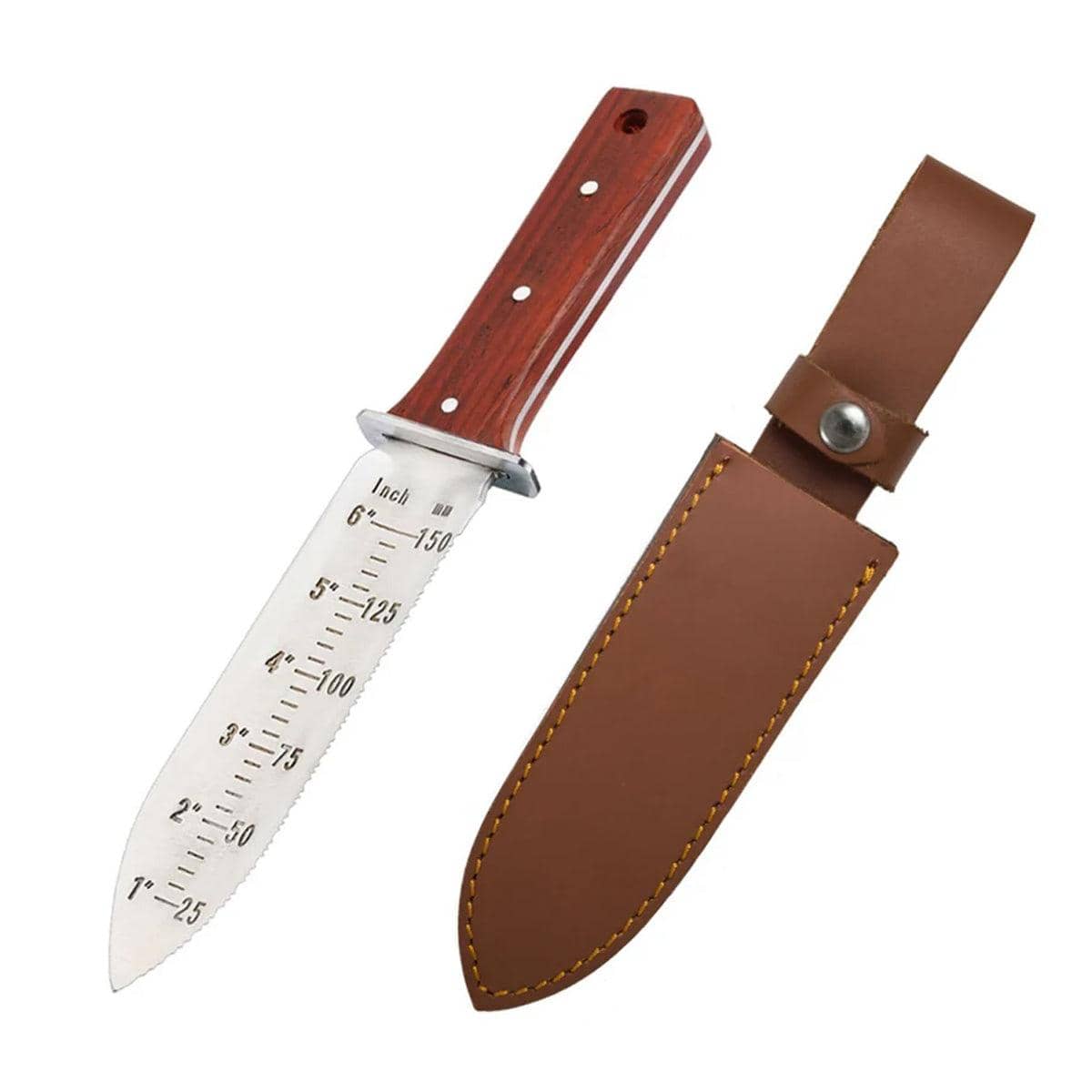 Portable Garden Weeding Knife Spade Transplant Hand Tool with Leather Case - view 2