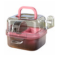Portable Hamster Travel Carrier - Pink, Clear View Breathable Cage