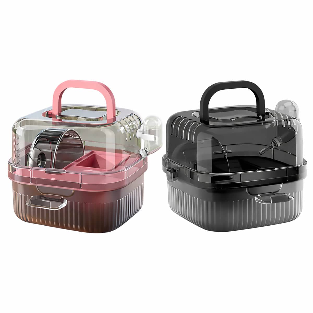 Portable Hamster Travel Carrier - Pink, Clear View Breathable Cage - view 3