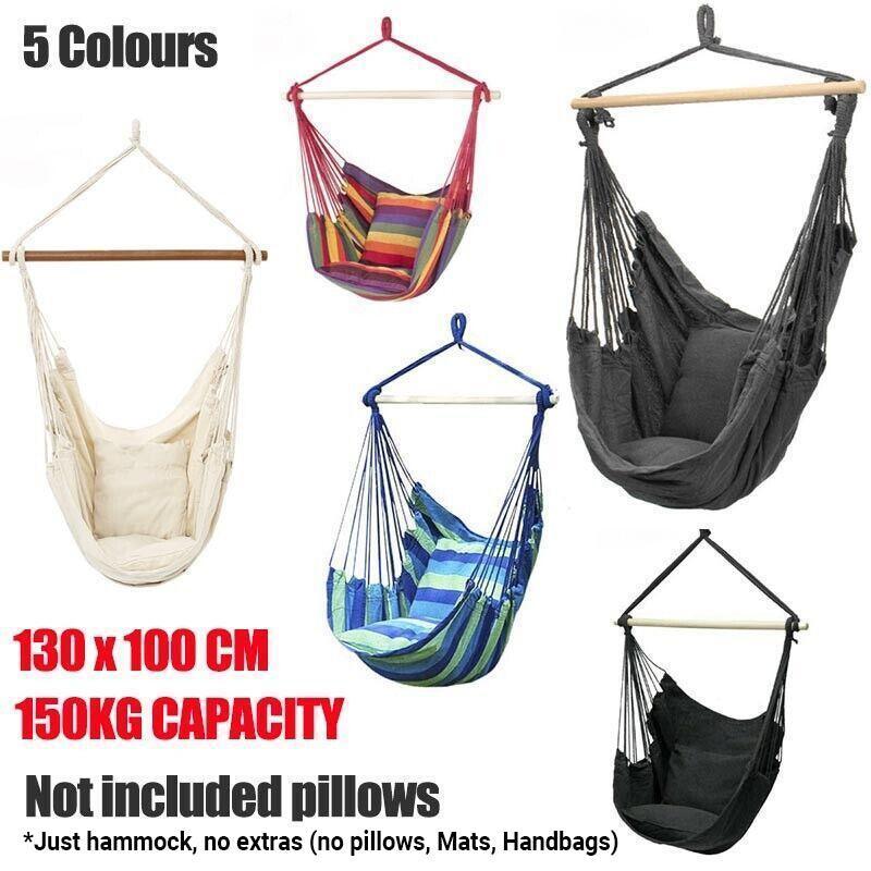 Portable Hanging Hammock Chair Swing for Garden and Camping - Black - view 2