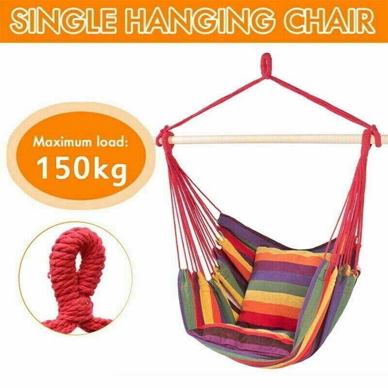 Portable Hanging Hammock Chair Swing for Garden and Camping - Black - view 5