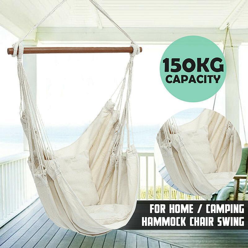 Portable Hanging Hammock Chair Swing for Garden and Camping - Black - view 8