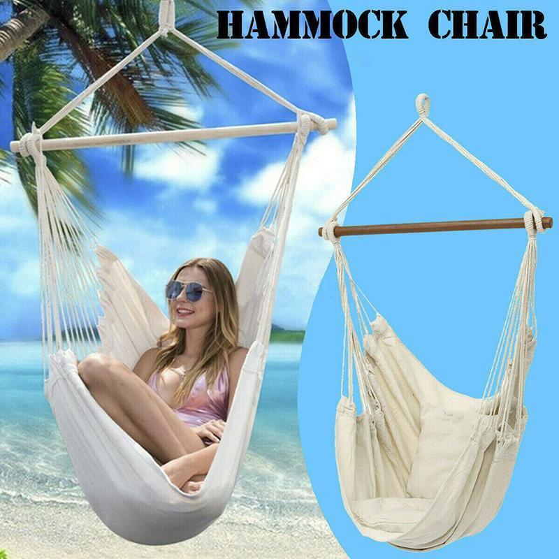 Portable Hanging Hammock Chair Swing for Garden and Camping - Black - view 9