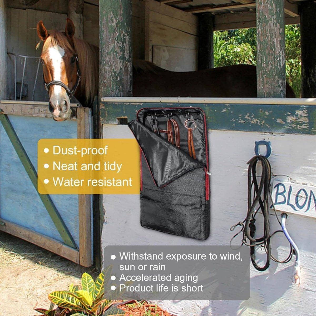 Portable Horse Tack Carry Bag with Hooks and Shoulder Strap for Bridles and Halters - view 5