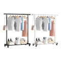 Portable Iron Clothes Rack with Wheels for Entryway and Bedroom - Black - view 3