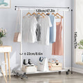 Portable Iron Clothes Rack with Wheels for Entryway and Bedroom - Black - view 4