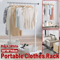 Portable Iron Clothes Rack with Wheels for Entryway and Bedroom - White - view 2