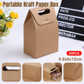 Portable Kraft Paper Gift Boxes with Handle, Set of 50 for Birthdays and Holidays